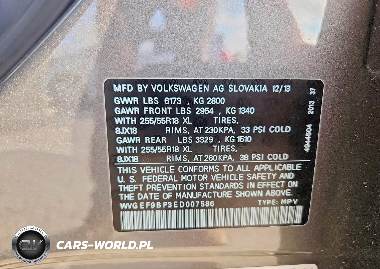 2014 Volkswagen Touareg V6 VIN:WVGEF9BP3ED007586 - 13