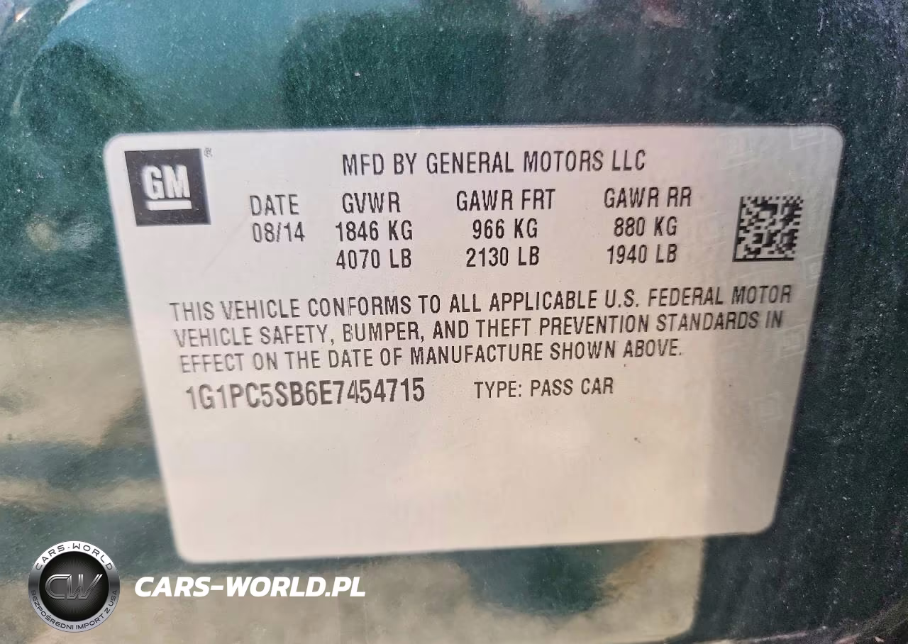 2014 Chevrolet Cruze Lt VIN:1G1PC5SB6E7454715 - 13