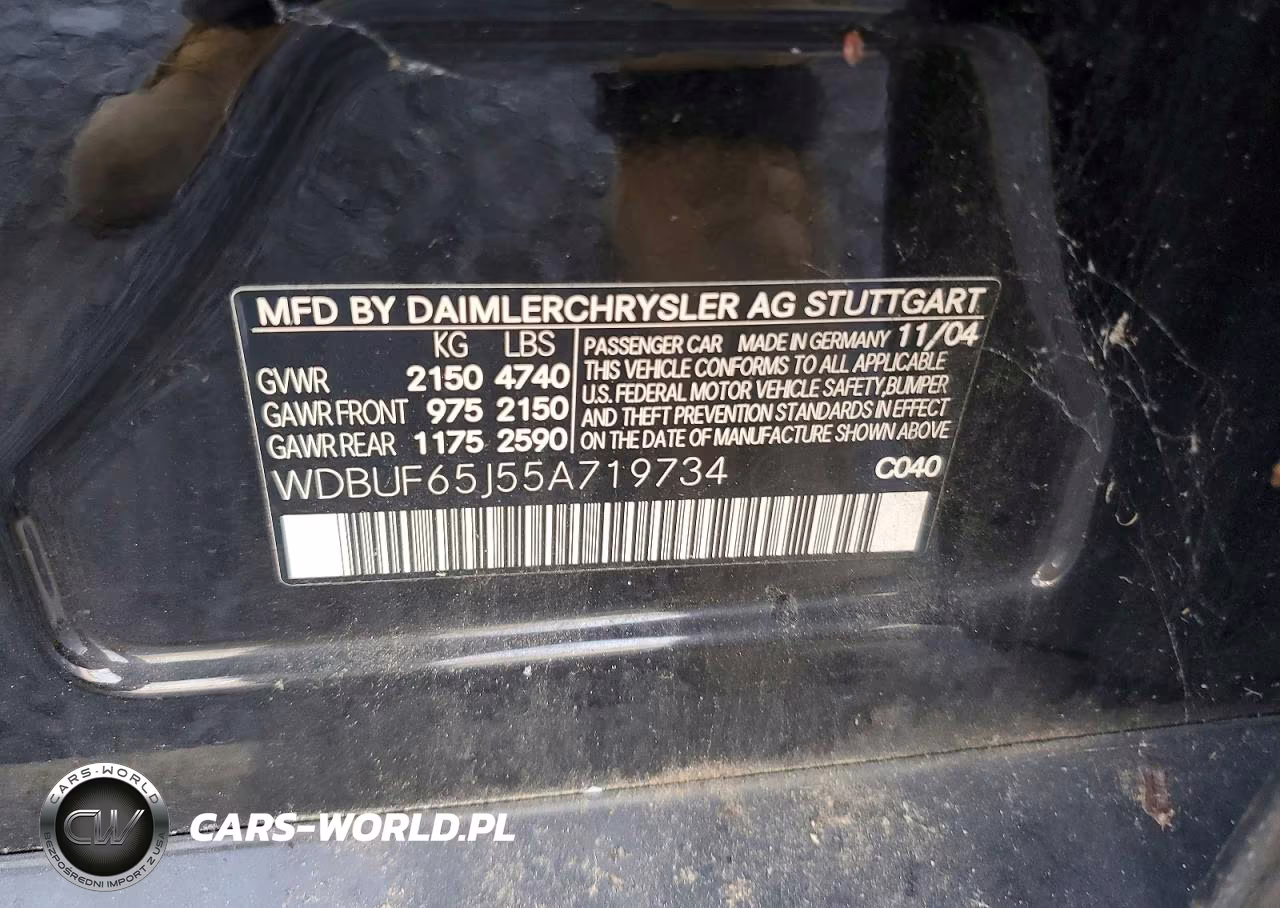 2005 Mercedes-Benz E 320 VIN:WDBUF65J55A719734 - 12