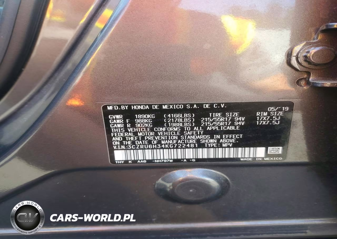 2019 Honda Hr-V Lx VIN:3CZRU6H34KG722481 - 12