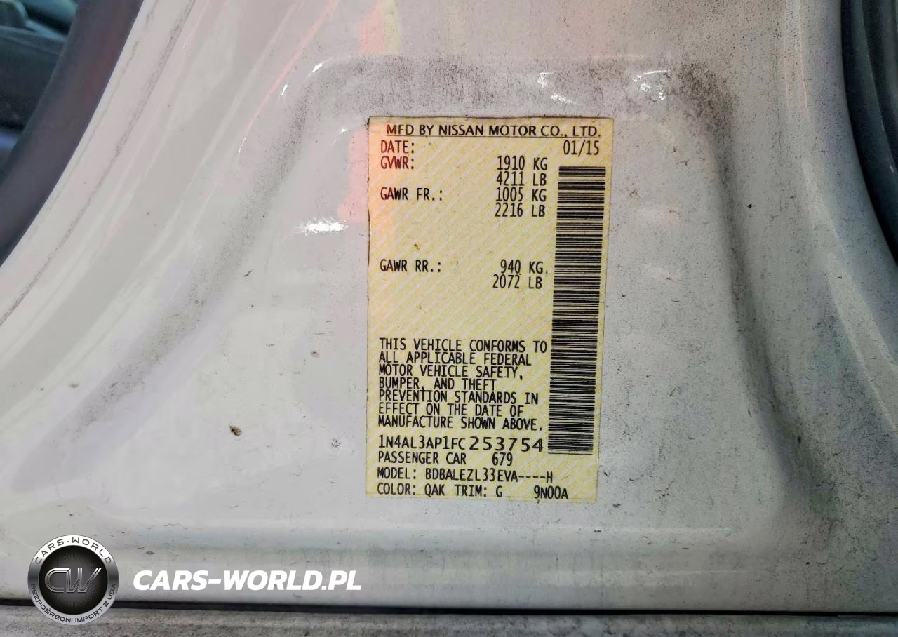 2015 Nissan Altima 2.5 S VIN:1N4AL3AP1FC253754 - 12