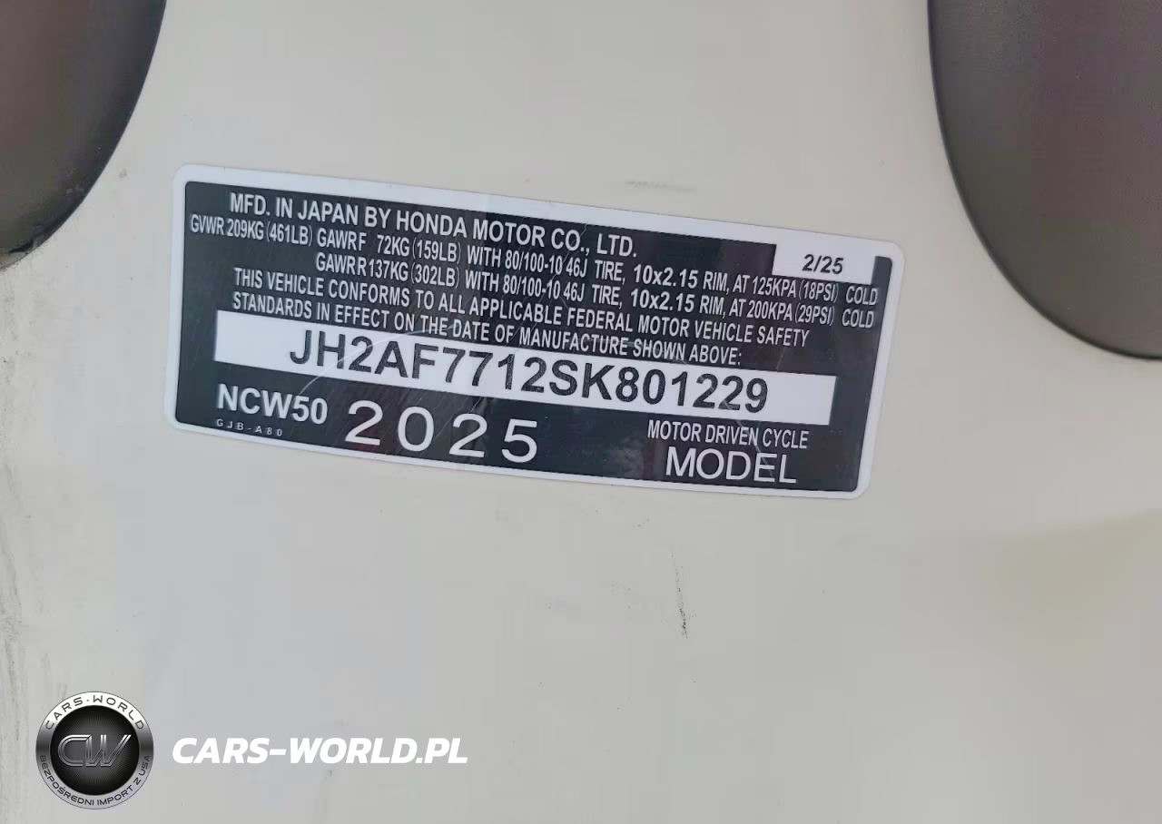 2025 Honda Ncw50 VIN:JH2AF7712SK801229 - 8