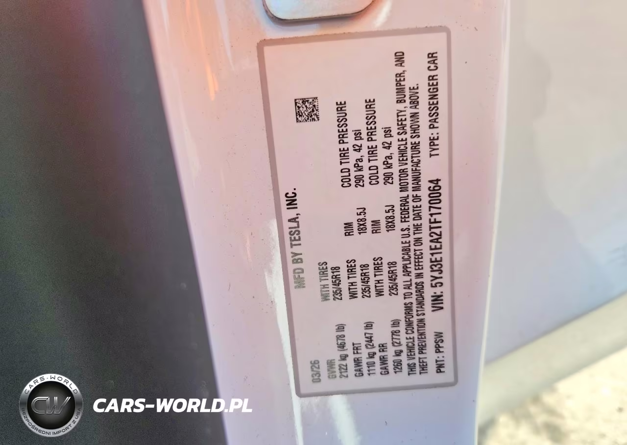 2026 Tesla Model 3 VIN:5YJ3E1EA2TF170064 - 12