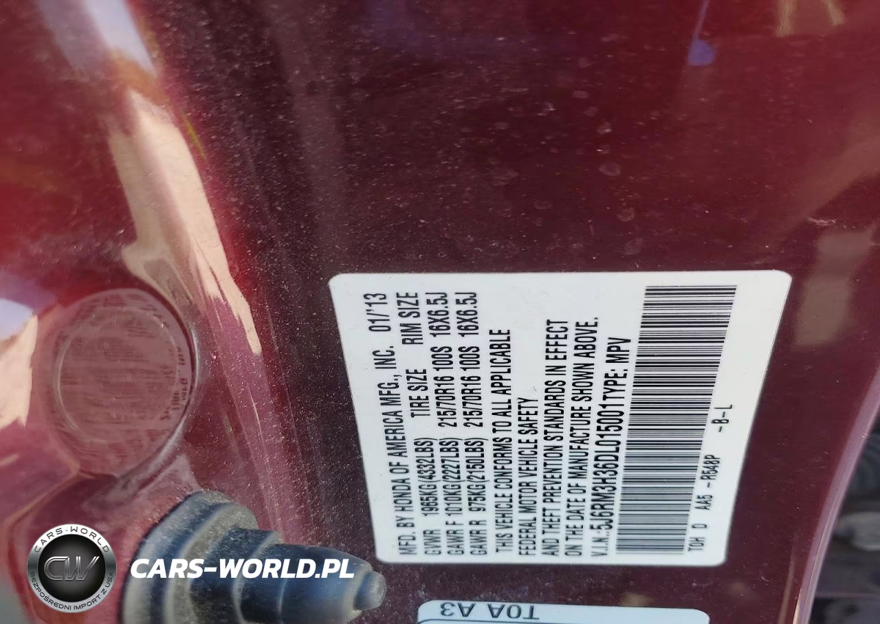 2013 Honda Cr-V Lx VIN:5J6RM3H36DL015001 - 13