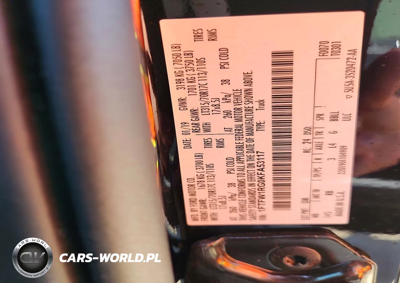 2019 Ford F150 Raptor VIN:1FTFW1RG0KFA53117 - 12