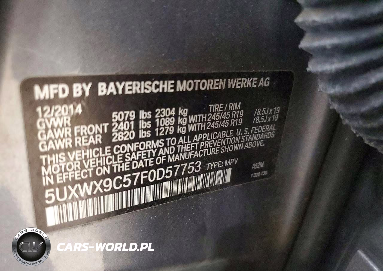 2015 BMW X3 xDrive28I VIN:5UXWX9C57F0D57753 - 13