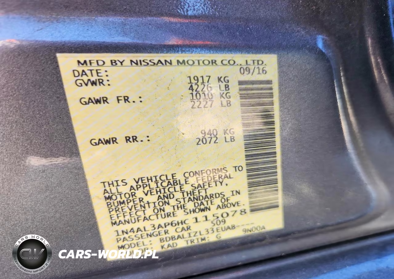 2017 Nissan Altima 2.5 Sv VIN:1N4AL3AP6HC115078 - 12