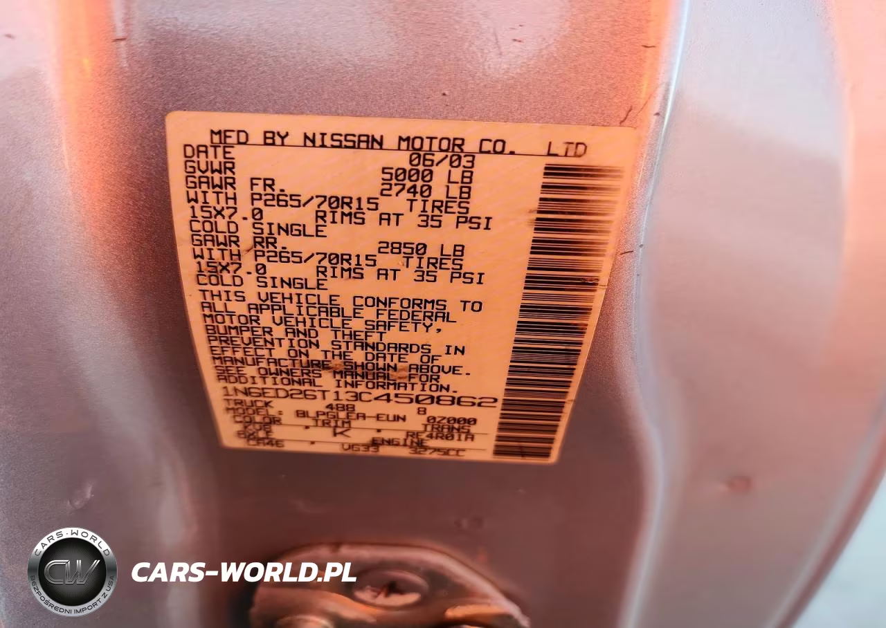 2003 Nissan Frontier Xe-V6 Desert Runner VIN:1N6ED26T13C450862 - 13