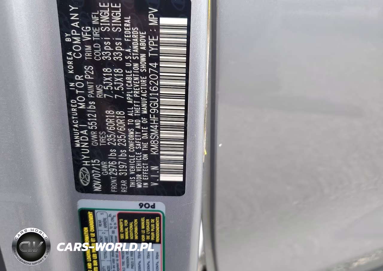 2016 Hyundai Santa Fe Se VIN:KM8SM4HF9GU162074 - 12
