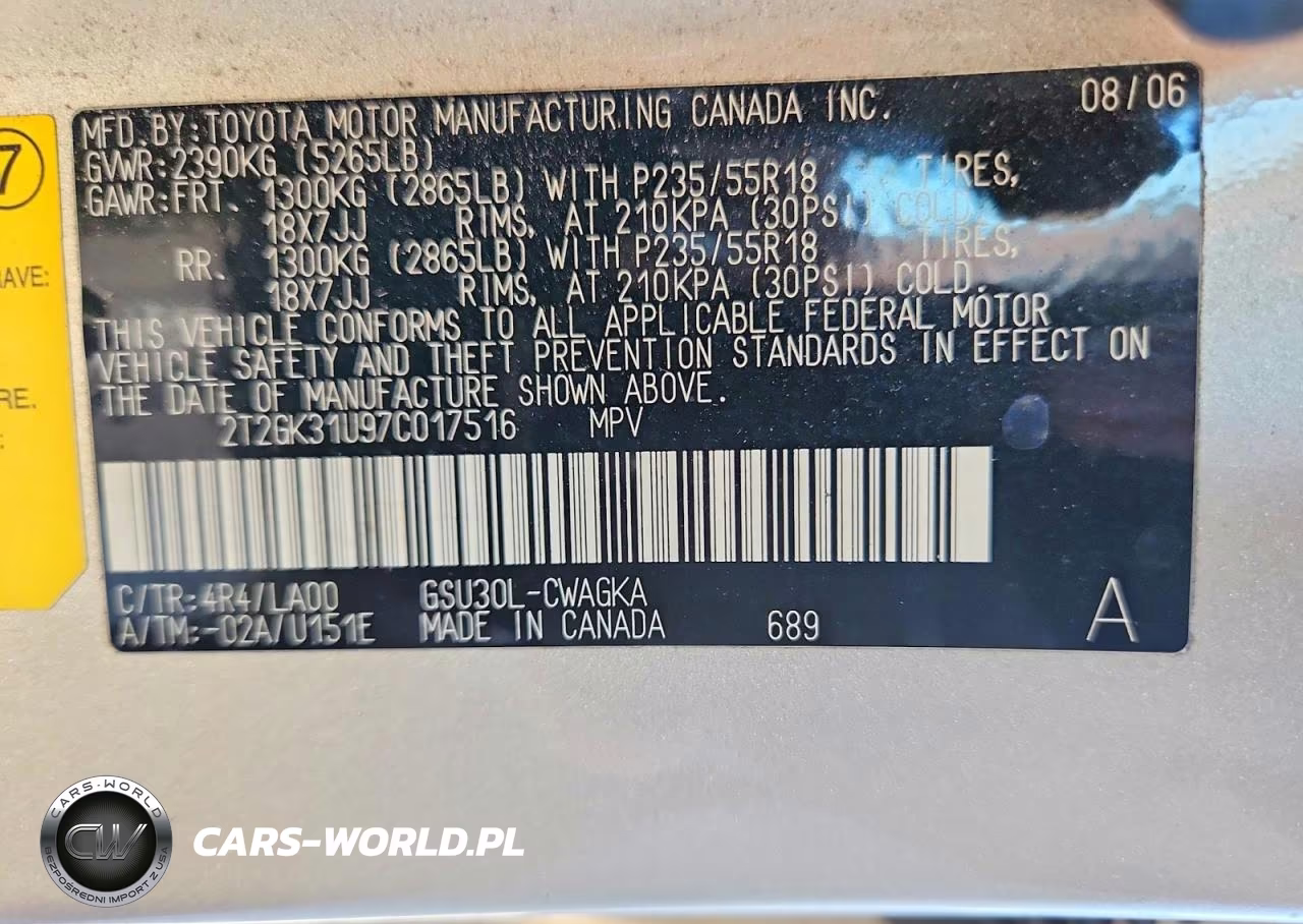 2007 Lexus Rx 350 VIN:2T2GK31U97C017516 - 13