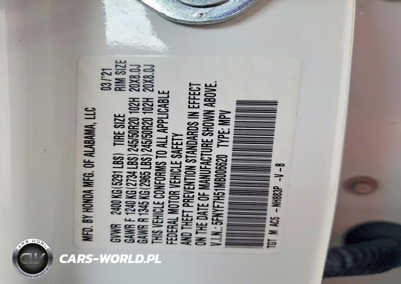 2021 Honda Passport Exl VIN:5FNYF7H51MB006620 - 13