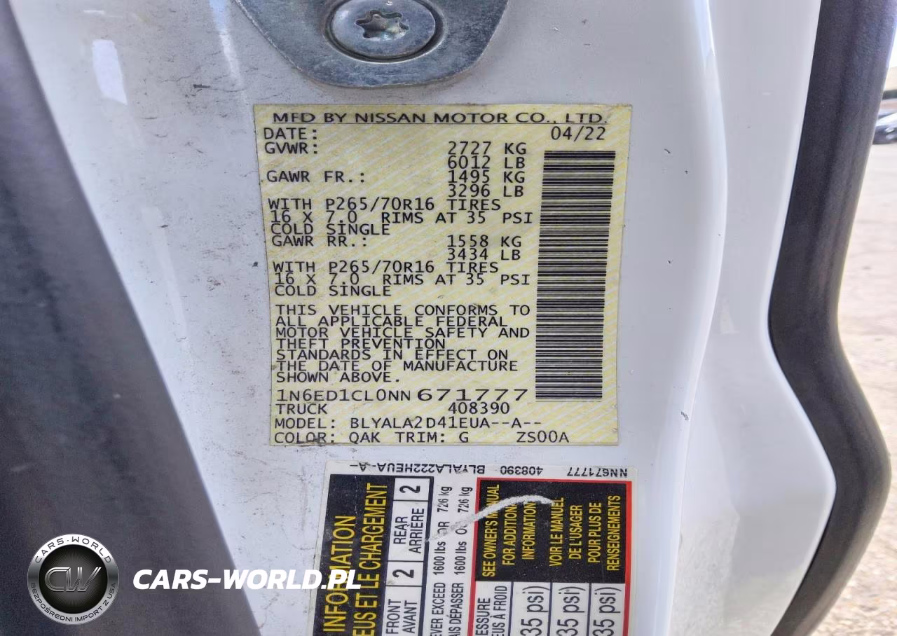 2022 Nissan Frontier S VIN:1N6ED1CL0NN671777 - 13