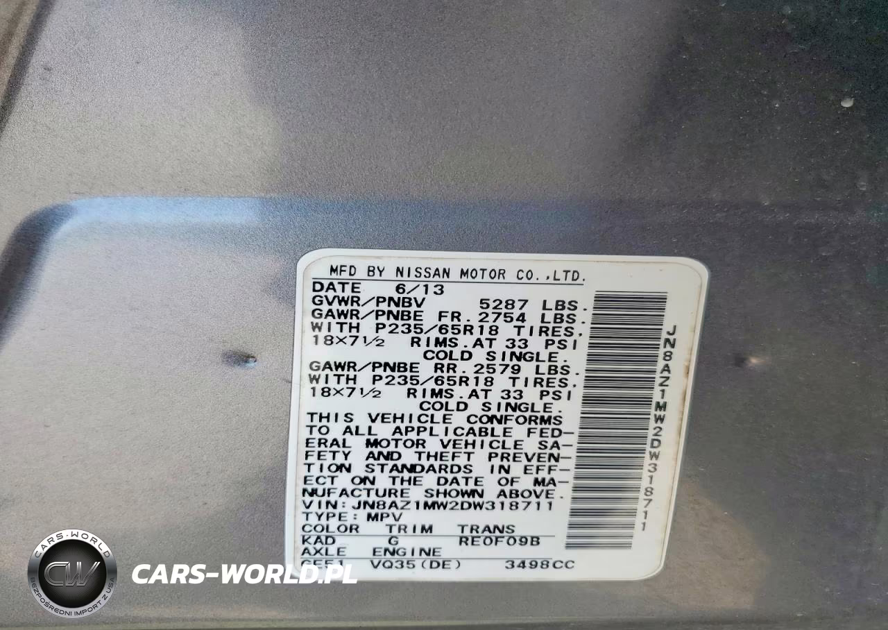 2013 Nissan Murano S VIN:JN8AZ1MW2DW318711 - 13