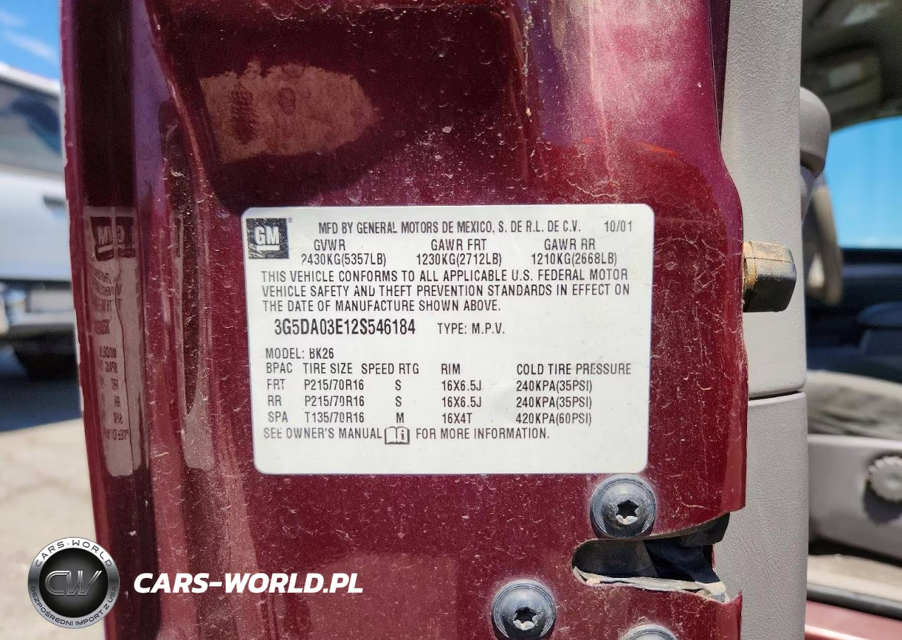 2002 Buick Rendezvous Cx VIN:3G5DA03E12S546184 - 13