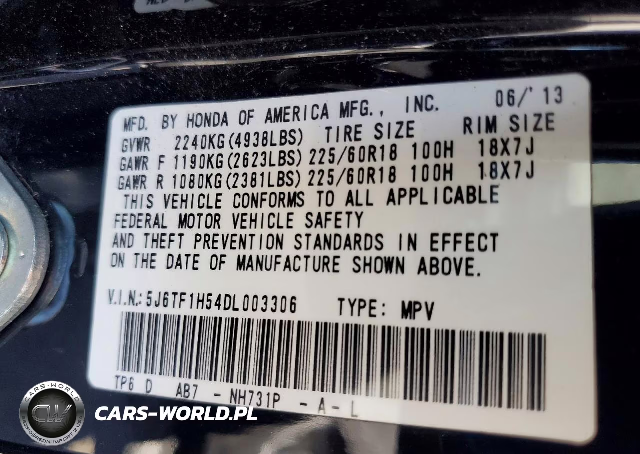 2013 Honda Crosstour Exl VIN:5J6TF1H54DL003306 - 13