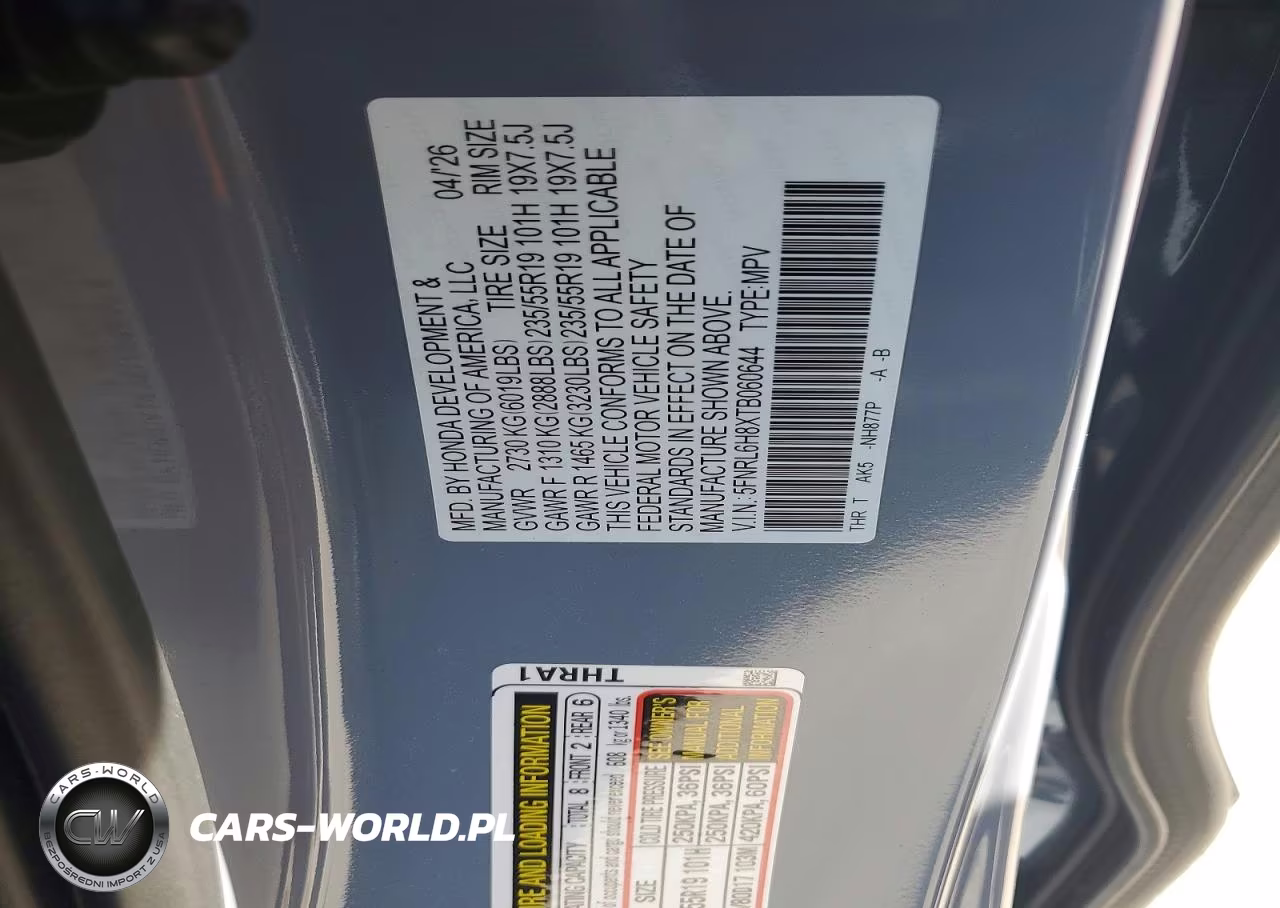 2026 Honda Odyssey Touring VIN:5FNRL6H8XTB060644 - 13