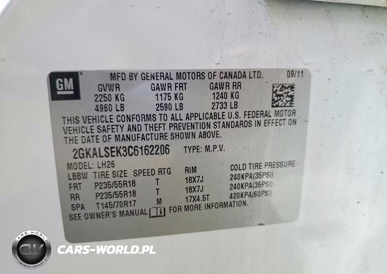 2012 GMC Terrain Sle VIN:2GKALSEK3C6162206 - 13