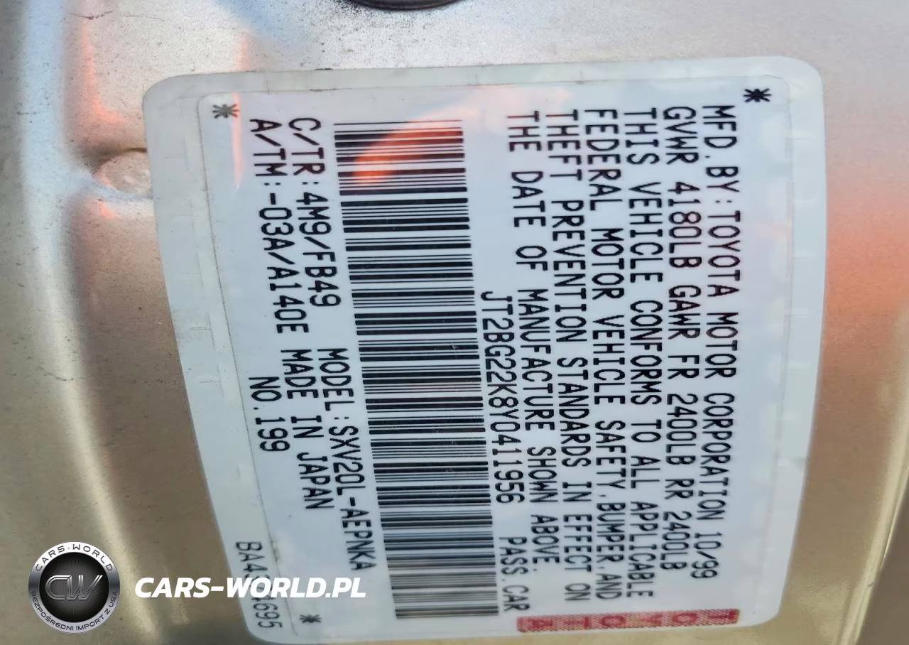 2000 Toyota Camry Le VIN:JT2BG22K8Y0411956 - 12