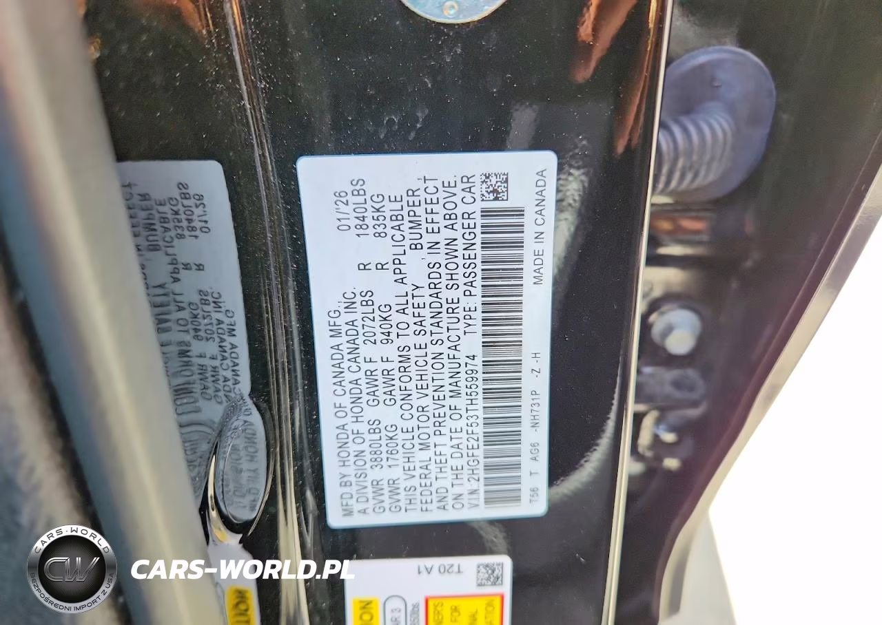 2026 Honda Civic Sport VIN:2HGFE2F53TH559974 - 12