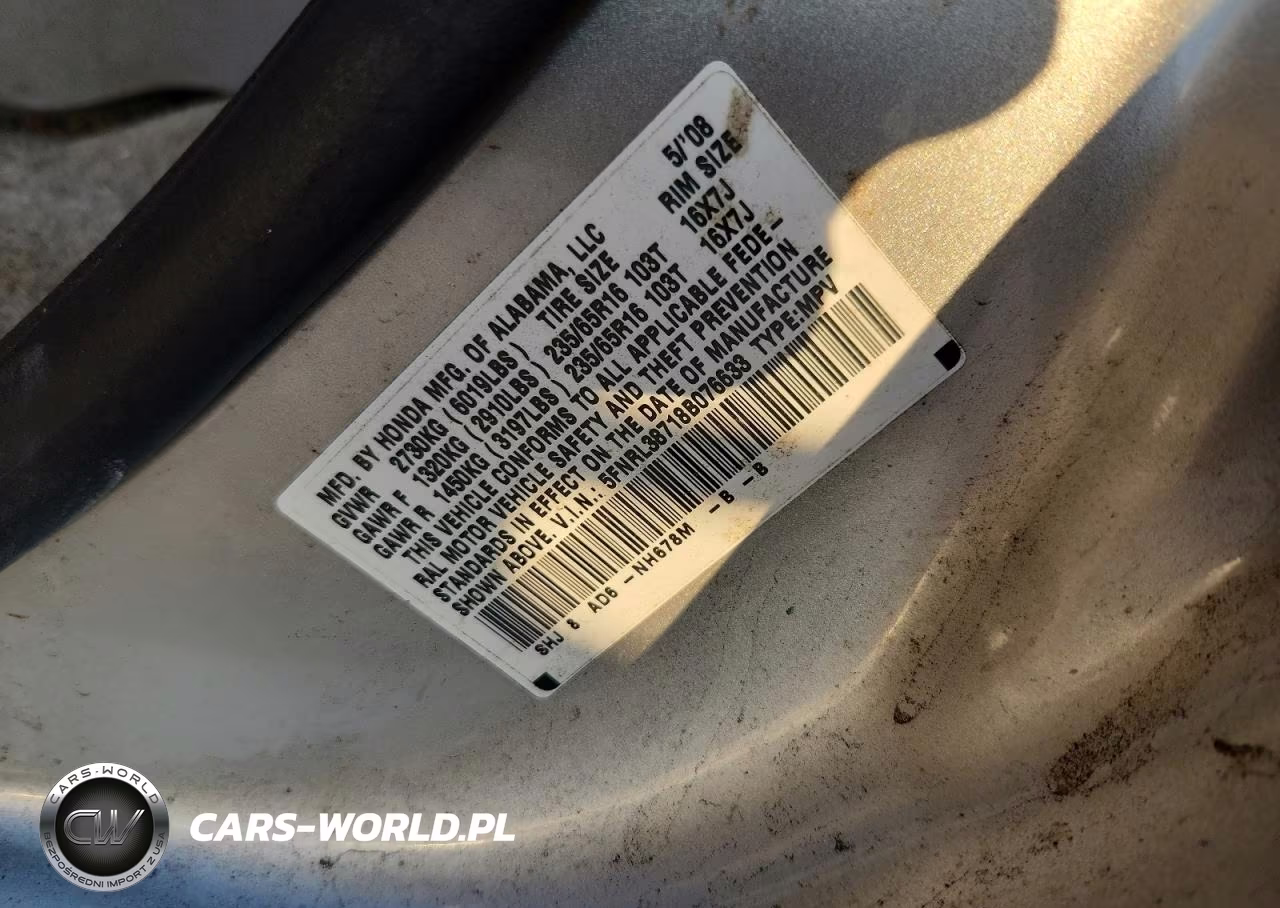 2008 Honda Odyssey Exl VIN:5FNRL38718B076633 - 13