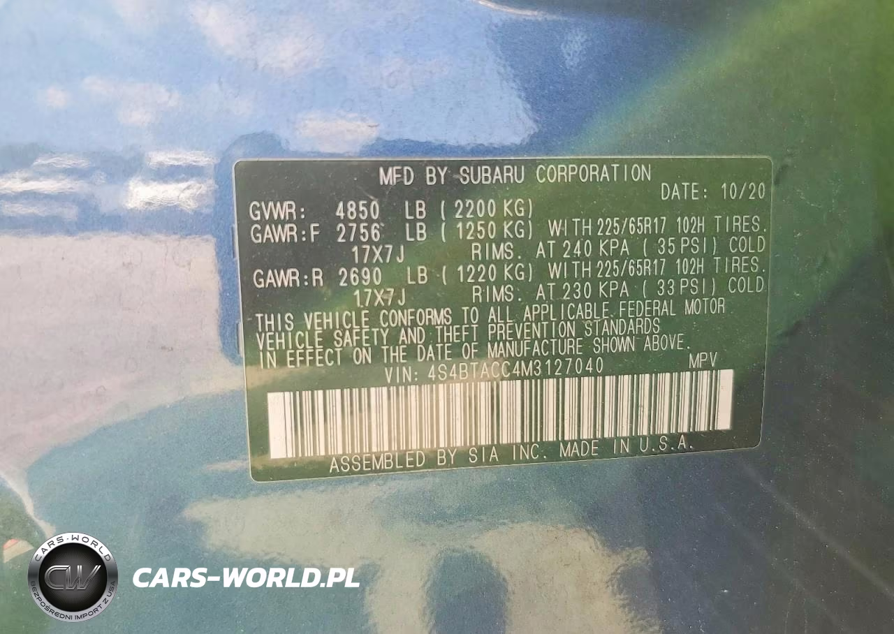 2021 Subaru Outback Premium VIN:4S4BTACC4M3127040 - 14