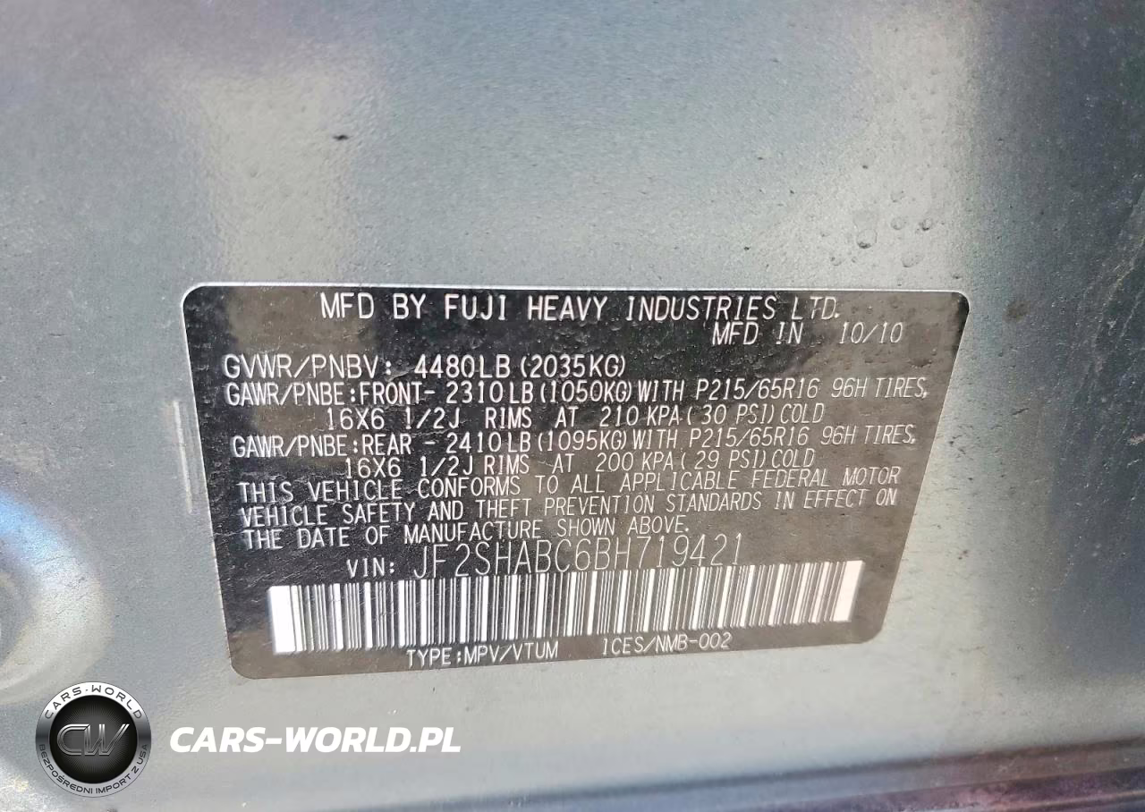 2011 Subaru Forester 2.5X VIN:JF2SHABC6BH719421 - 13