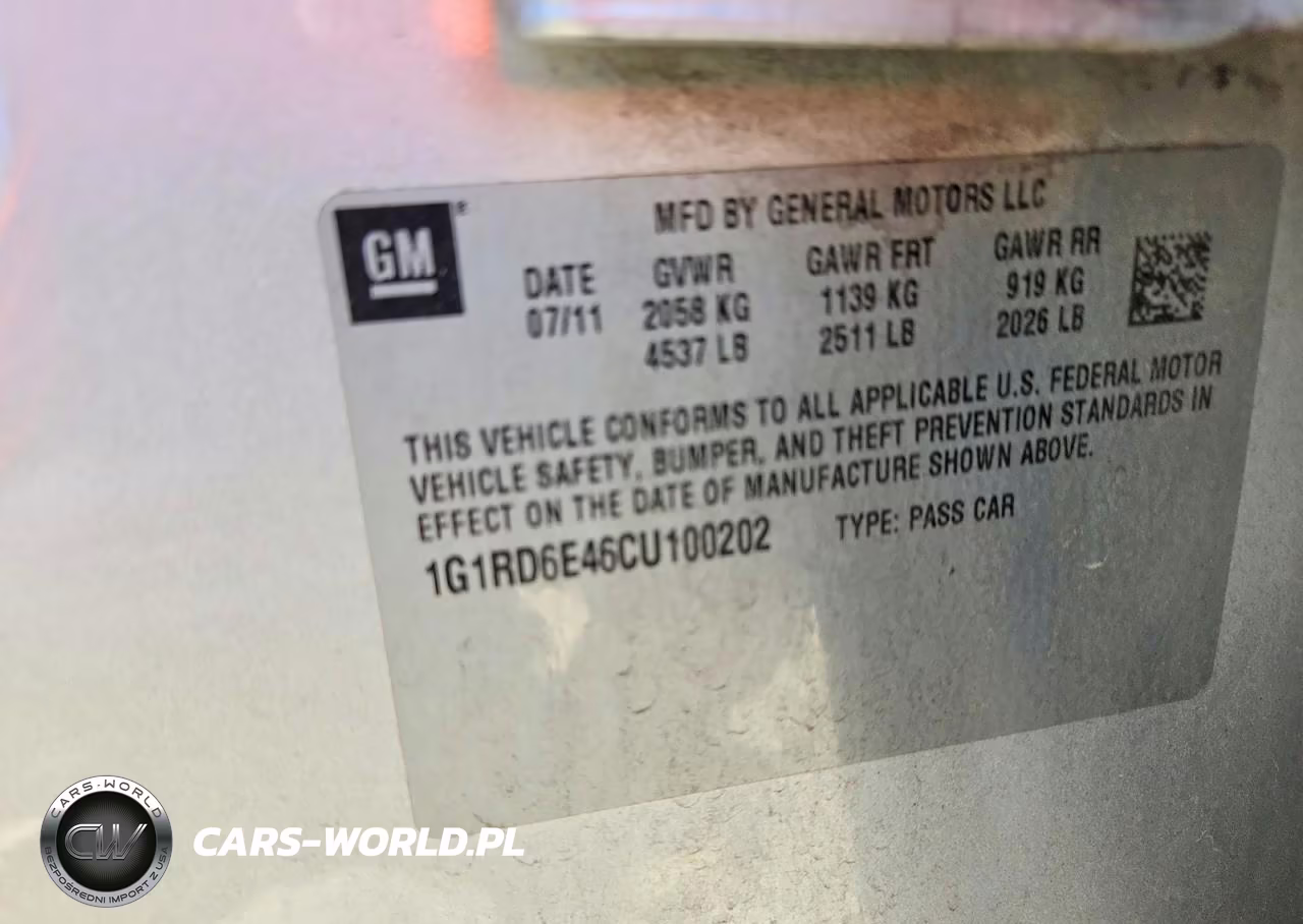 2012 Chevrolet Volt VIN:1G1RD6E46CU100202 - 12