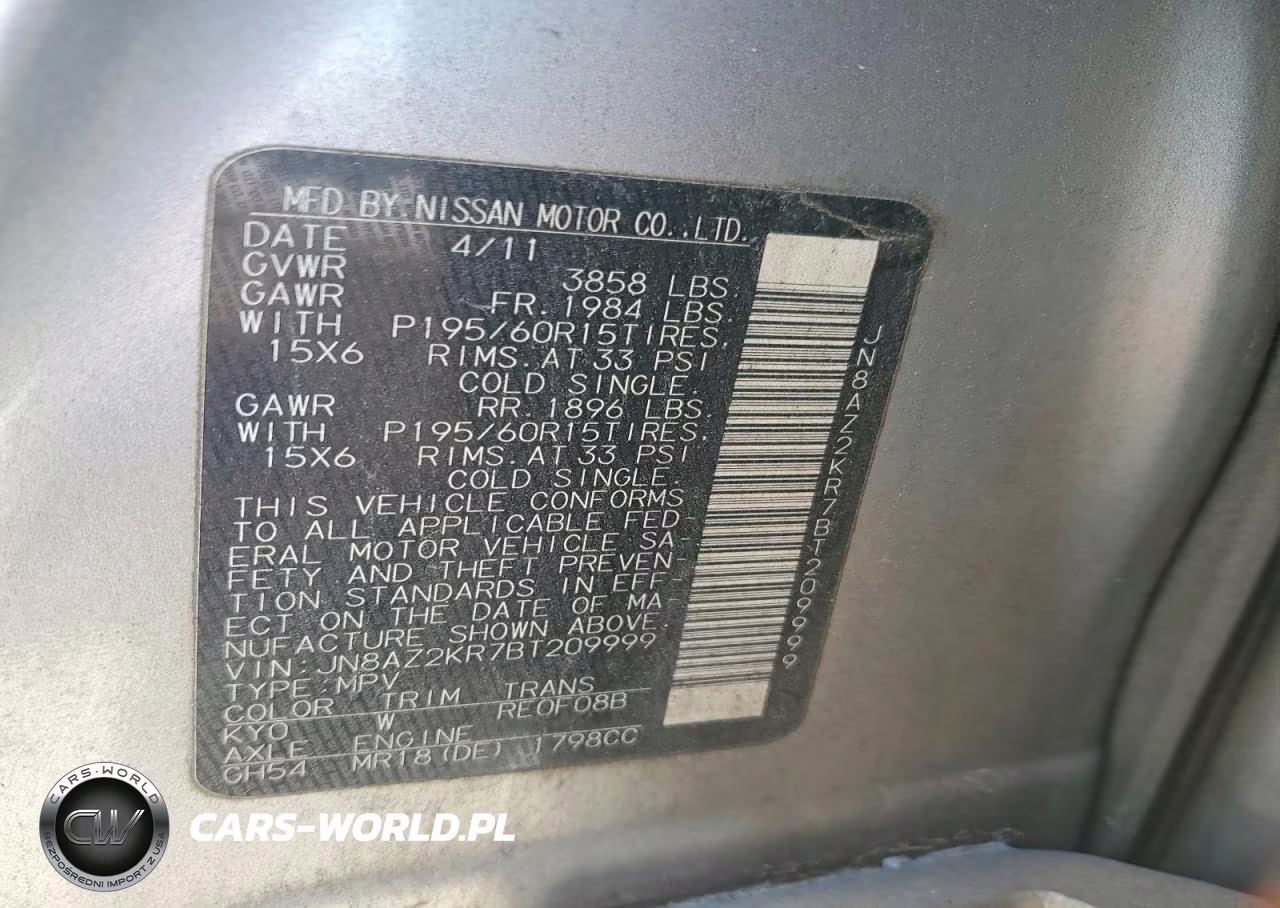 2011 Nissan Cube 1.8 VIN:JN8AZ2KR7BT209999 - 12