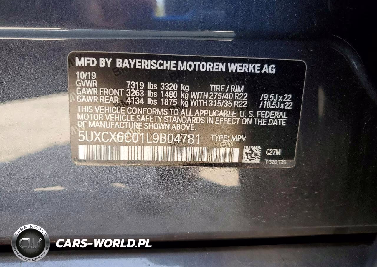 2020 BMW X7 M50I VIN:5UXCX6C01L9B04781 - 14