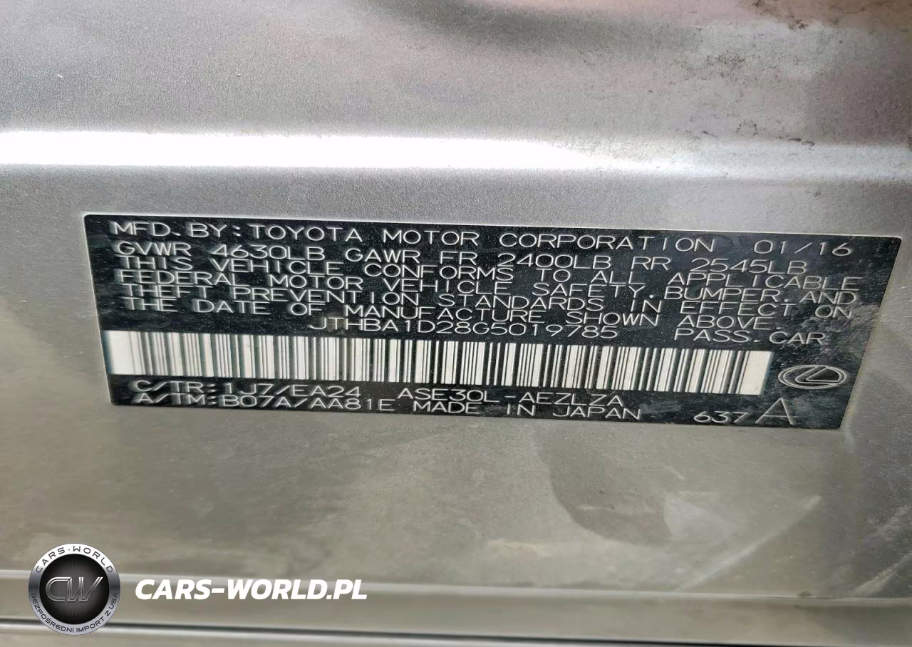 2016 Lexus Is 200T VIN:JTHBA1D28G5019785 - 12