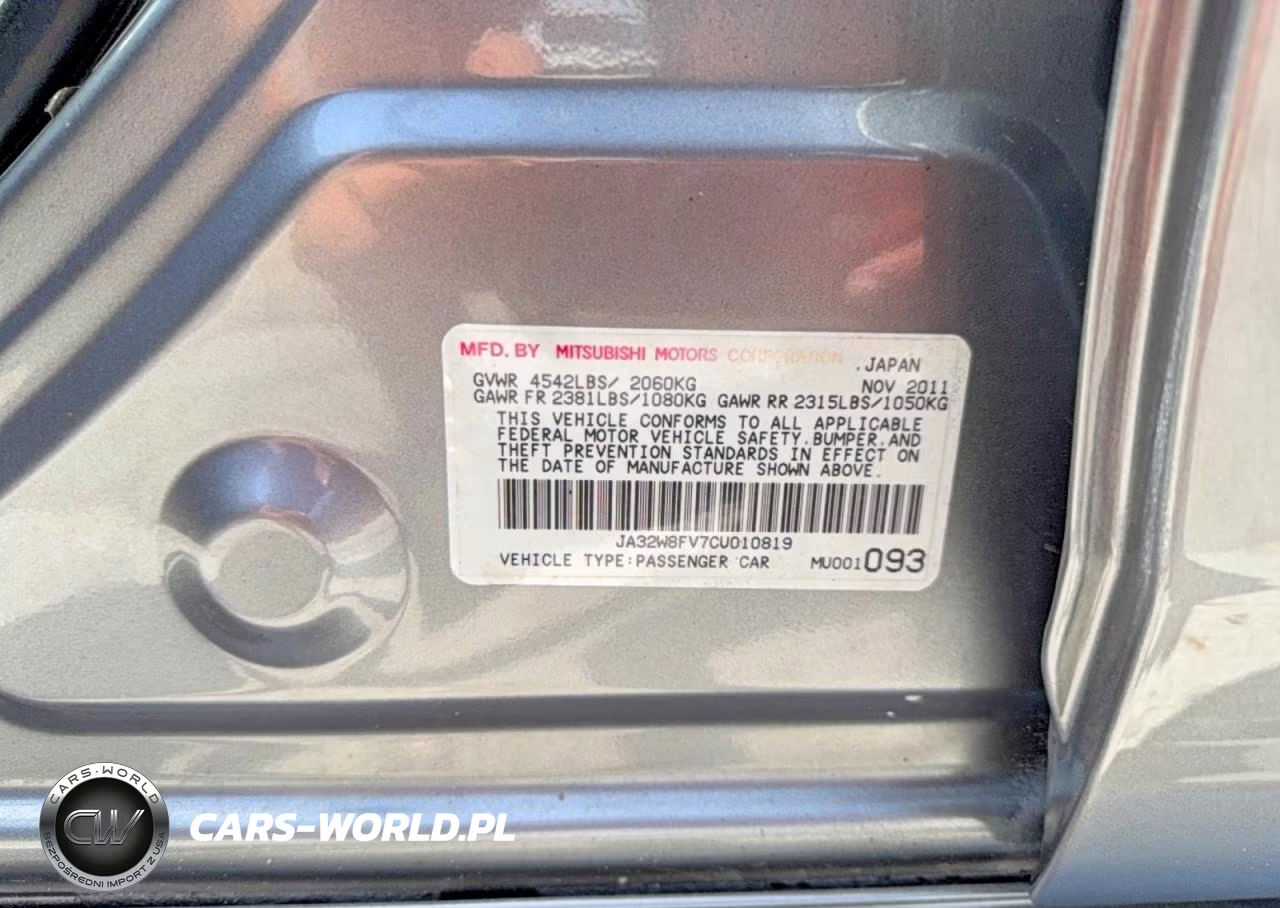 MITSUBISHI LANCER EVOLUTION VIN:JA32W8FV7CU010819 - 10