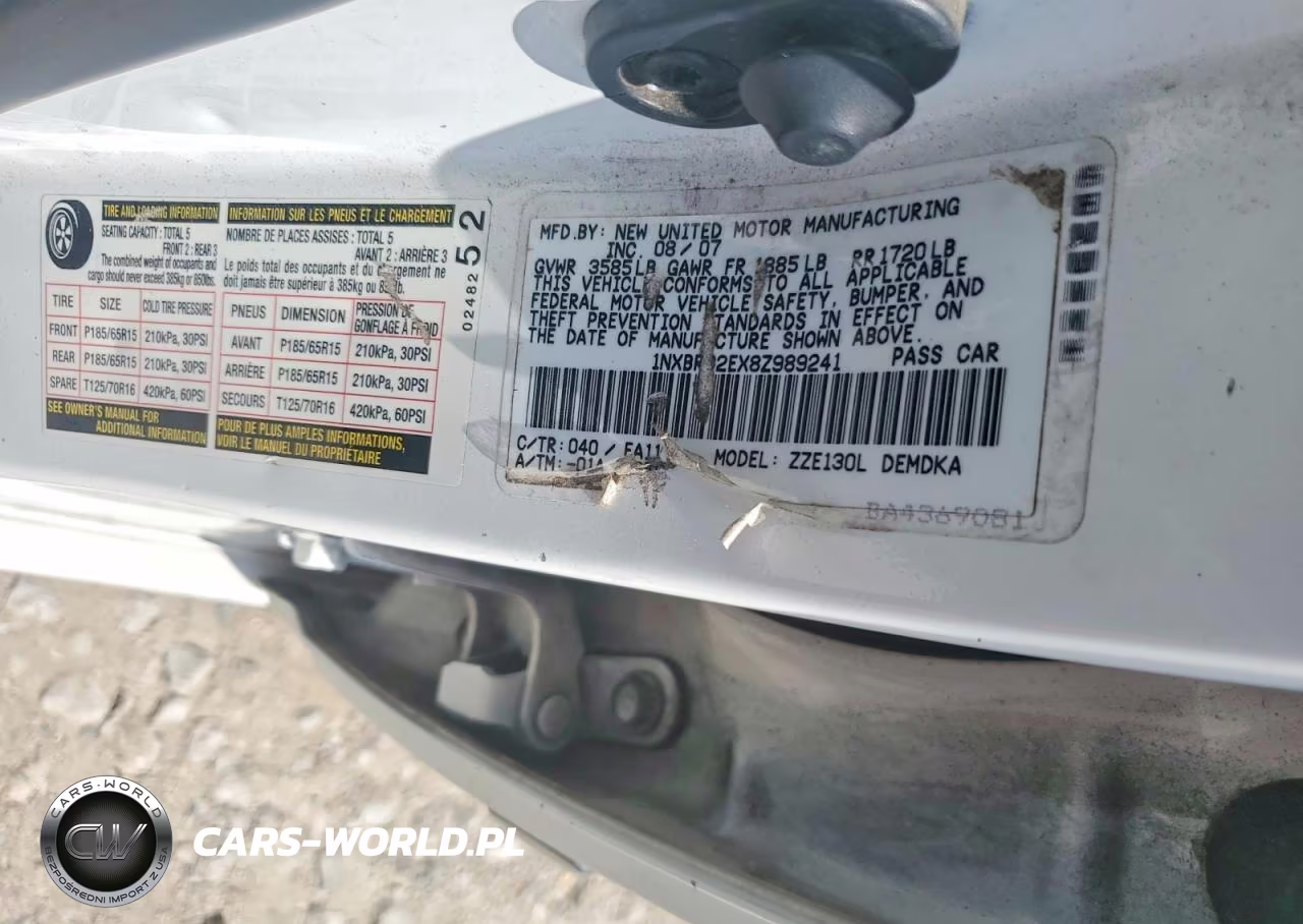 2008 Toyota Corolla Ce VIN:1NXBR32EX8Z989241 - 12