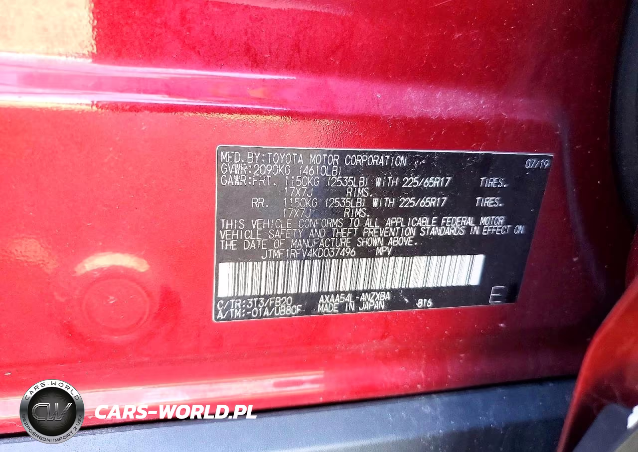 2019 Toyota Rav4 Le VIN:JTMF1RFV4KD037496 - 13