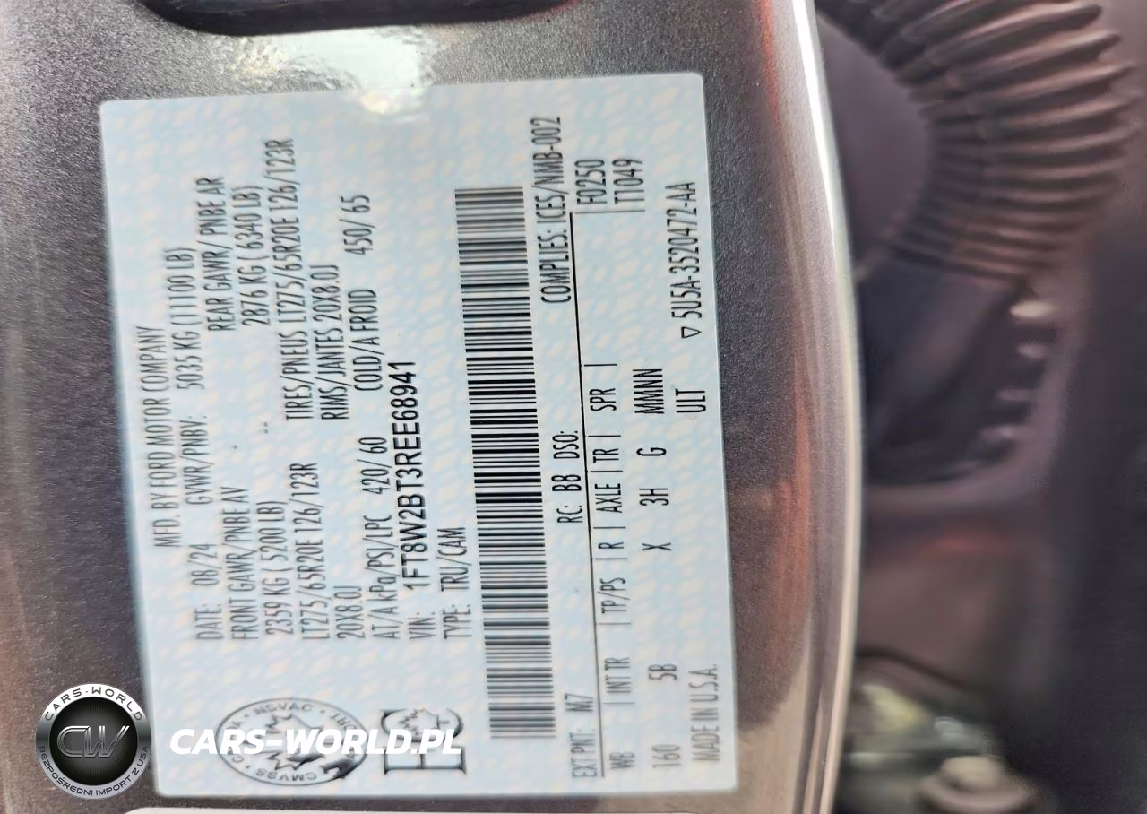 2024 Ford F250 Crew VIN:1FT8W2BT3REE68941 - 12