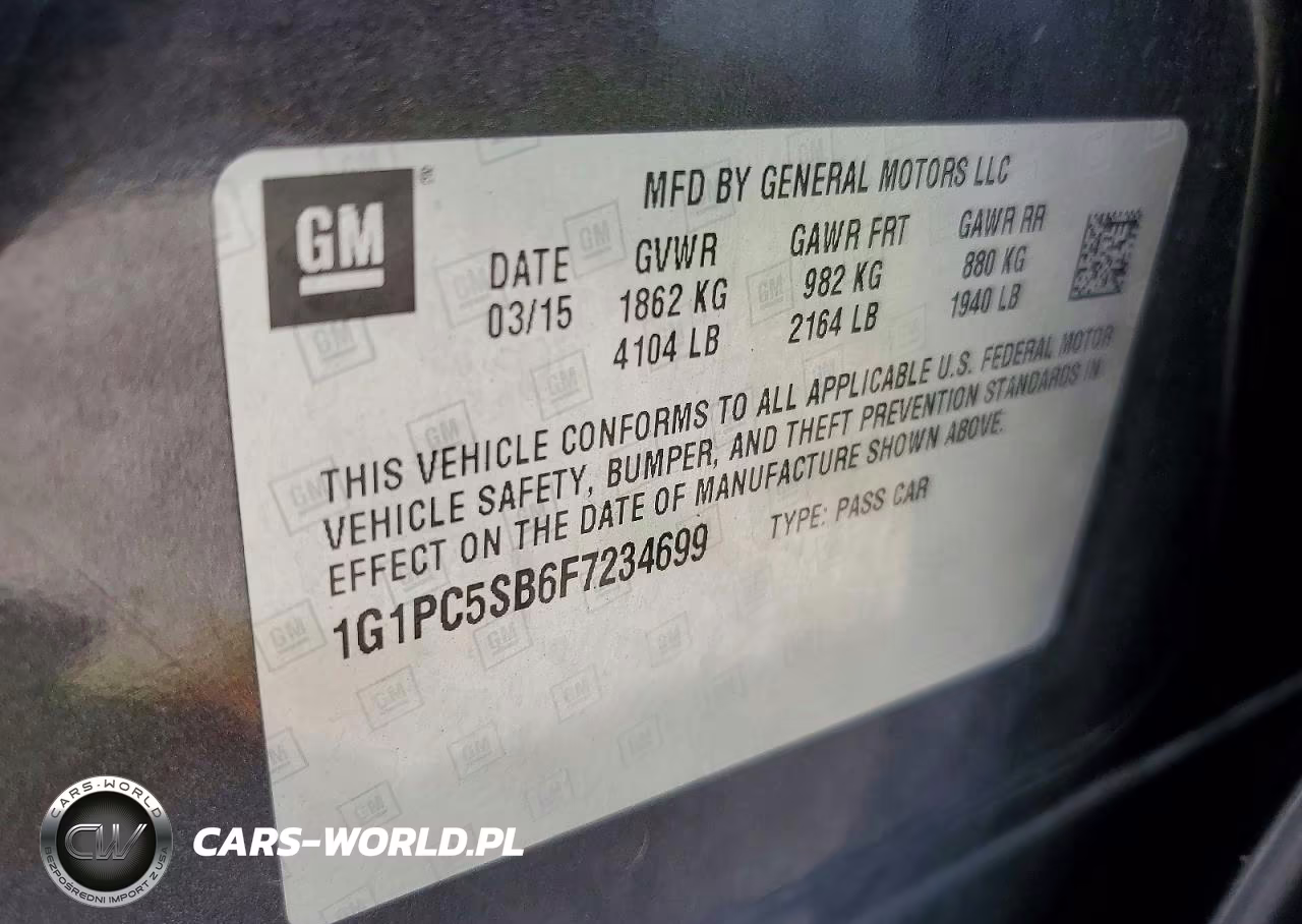 2015 Chevrolet Cruze Lt VIN:1G1PC5SB6F7234699 - 12