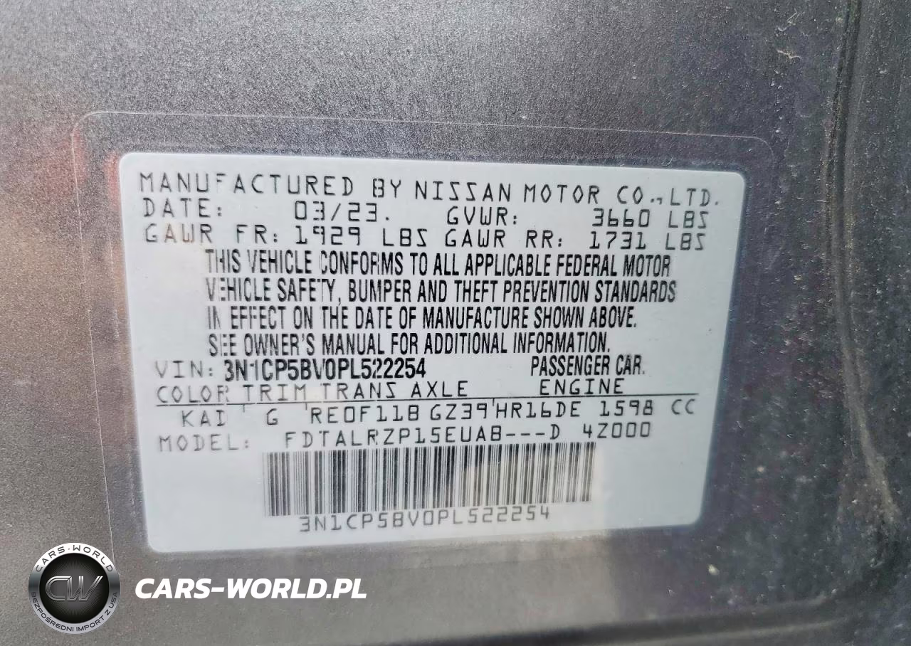 2023 Nissan Kicks S VIN:3N1CP5BV0PL522254 - 13