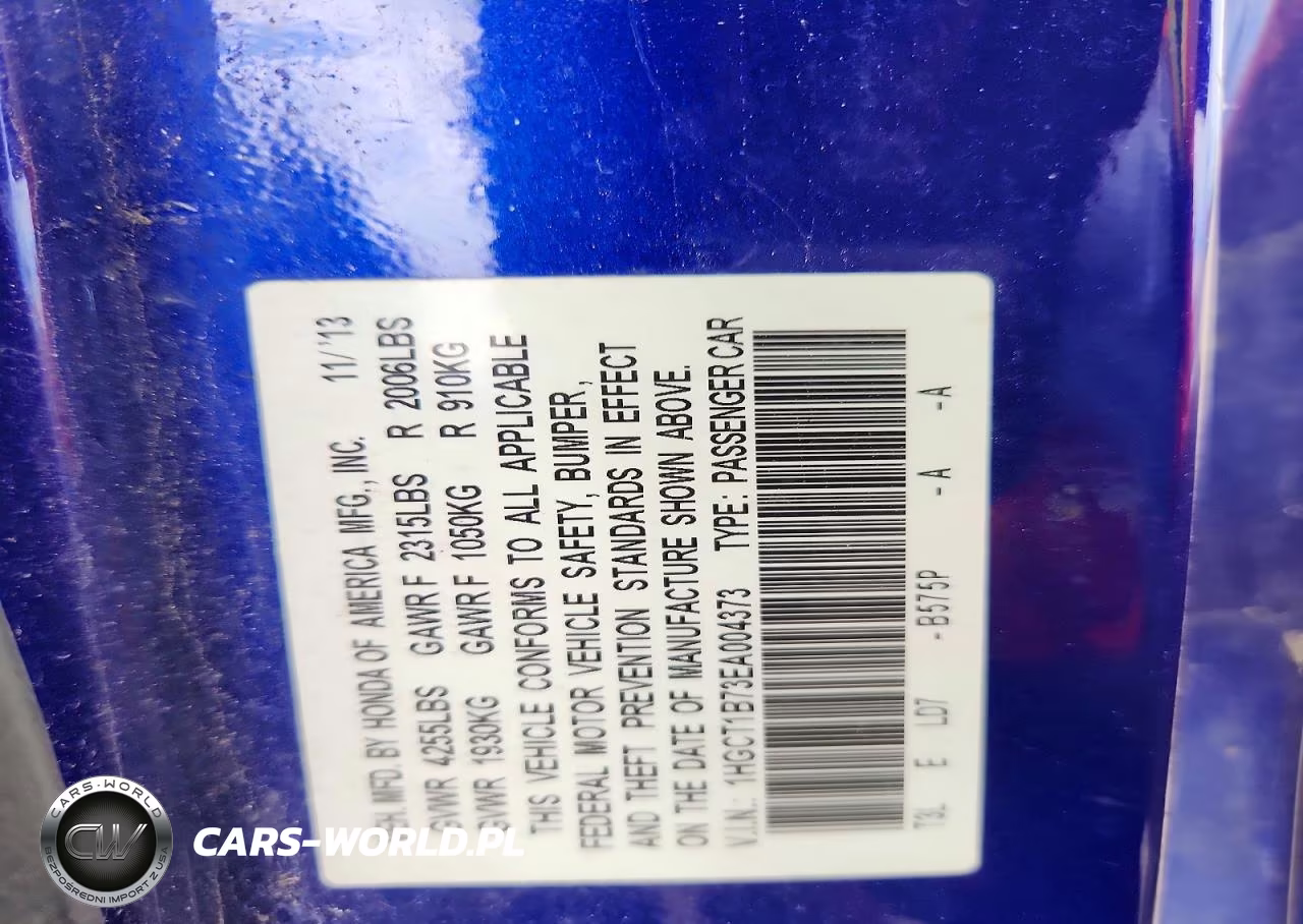 2014 Honda Accord Ex VIN:1HGCT1B73EA004373 - 12