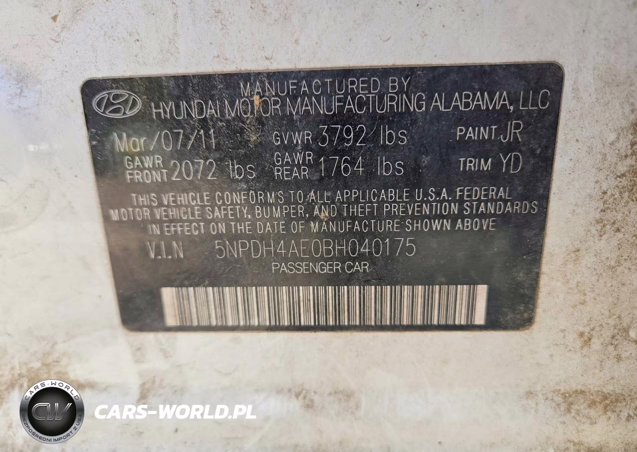 2011 Hyundai Elantra Limited VIN:5NPDH4AE0BH040175 - 12