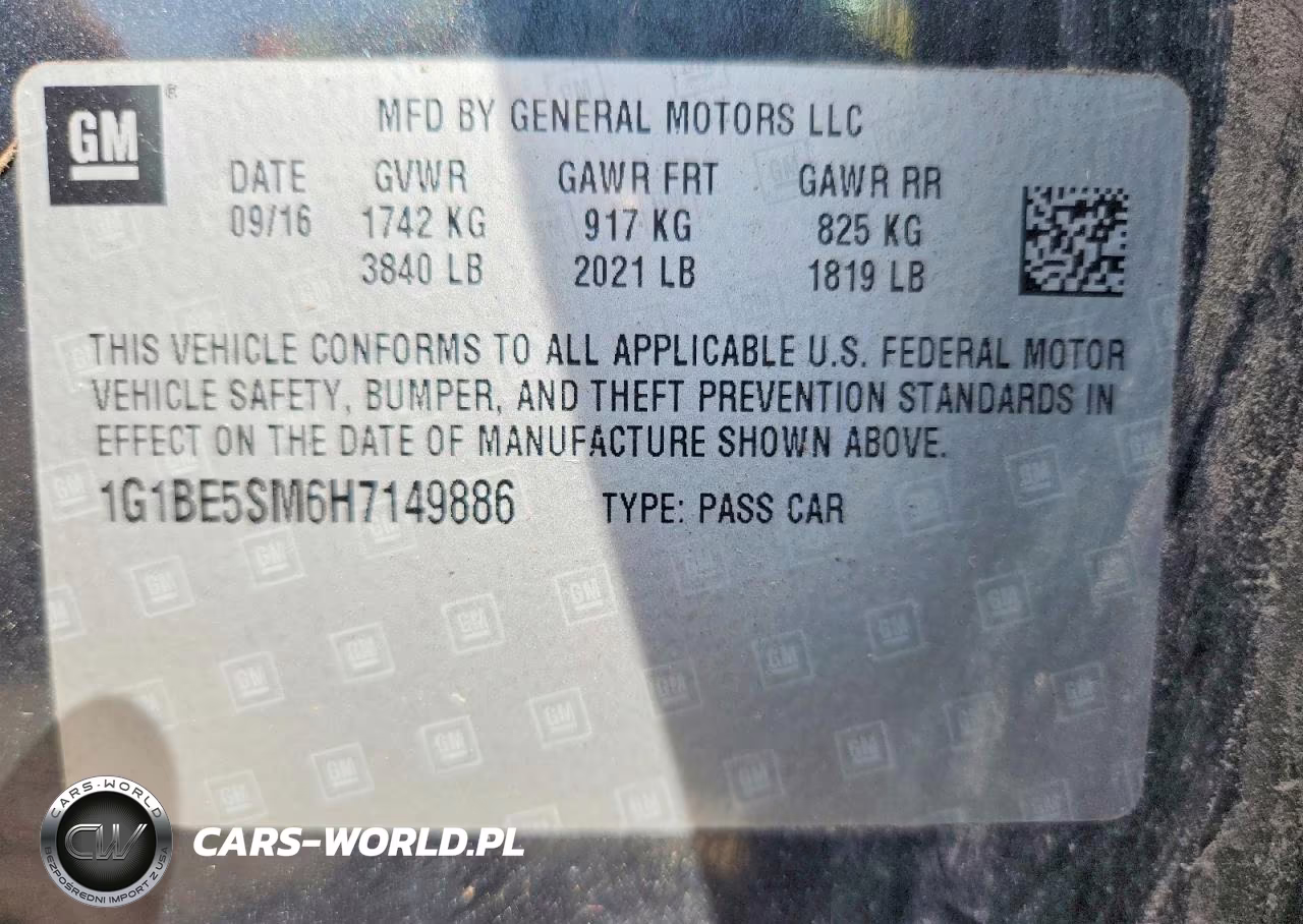 2017 Chevrolet Cruze Lt VIN:1G1BE5SM6H7149886 - 12