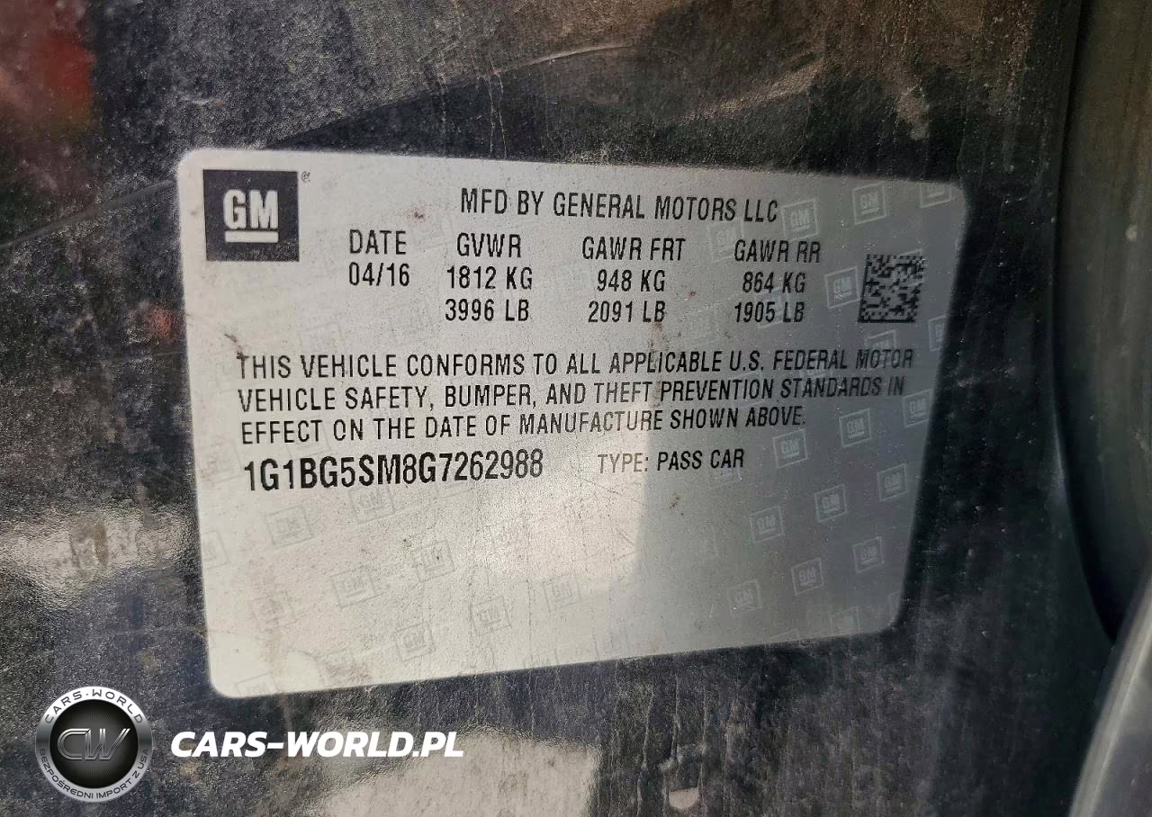 2016 Chevrolet Cruze Premier VIN:1G1BG5SM8G7262988 - 12