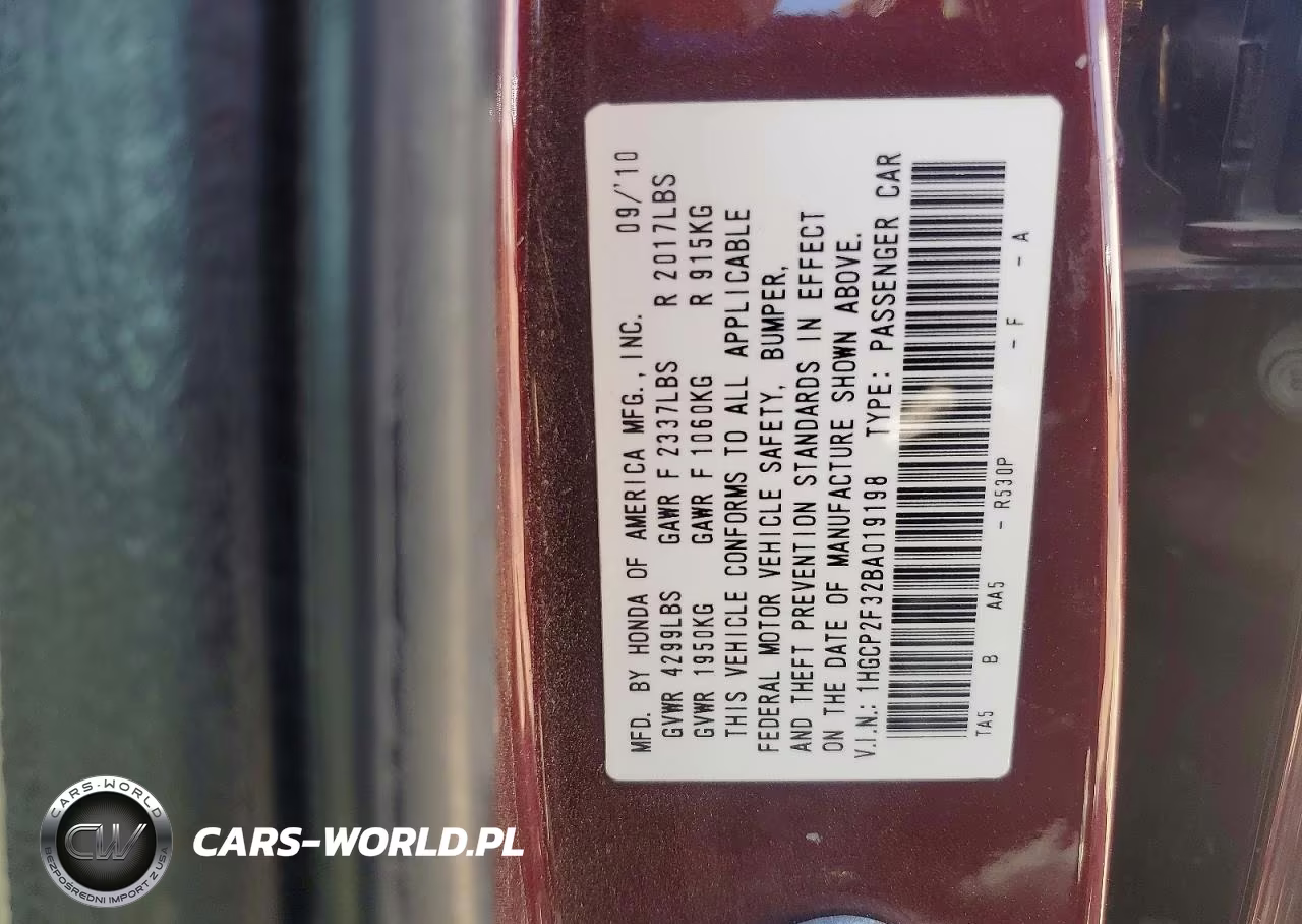 2011 Honda Accord Lx VIN:1HGCP2F32BA019198 - 13