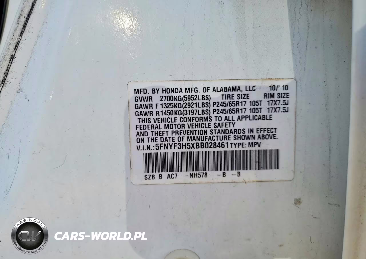 2011 Honda Pilot Exl VIN:5FNYF3H5XBB028461 - 12