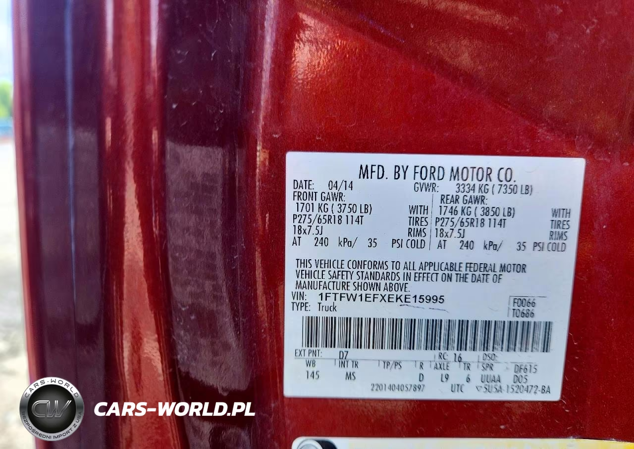 2014 Ford F150 Supercrew VIN:1FTFW1EFXEKE15995 - 12