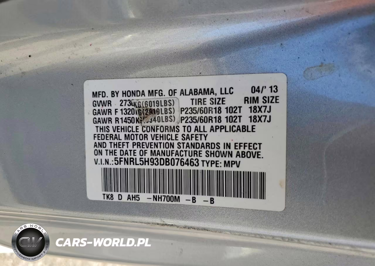 2013 Honda Odyssey Touring VIN:5FNRL5H93DB076463 - 14