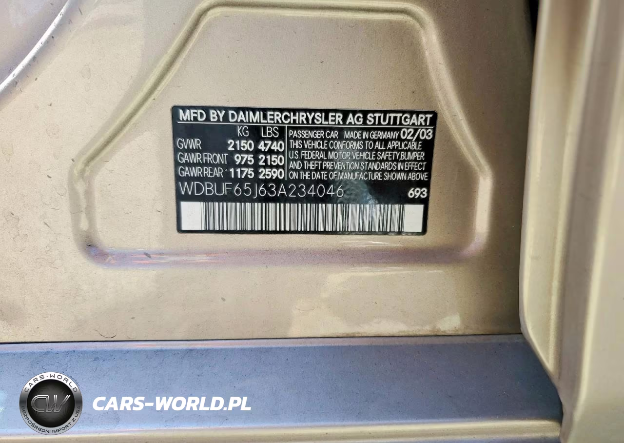 2003 Mercedes-Benz E 320 VIN:WDBUF65J63A234046 - 13