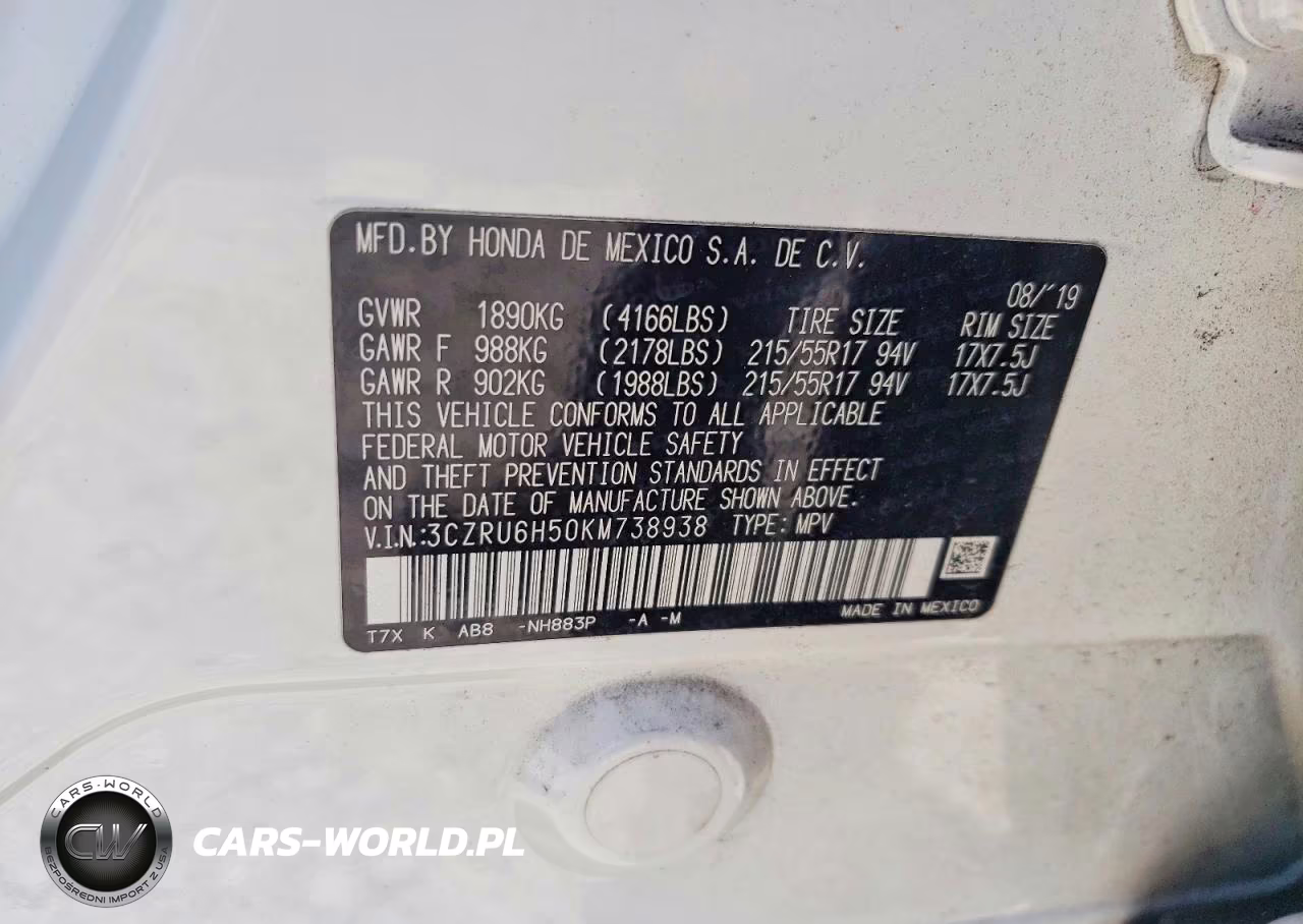 2019 Honda Hr-V Ex VIN:3CZRU6H50KM738938 - 14