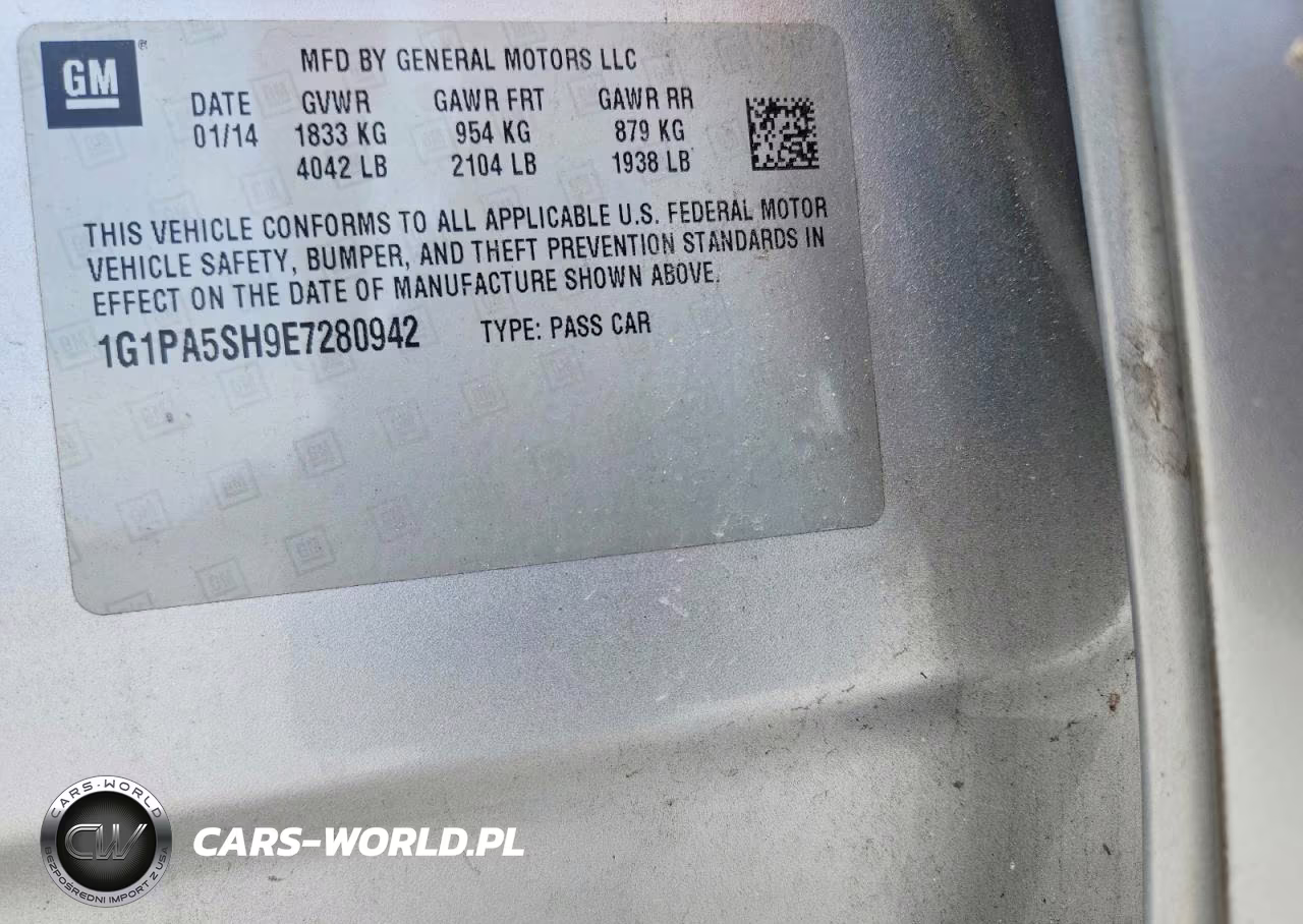 2014 Chevrolet Cruze Ls VIN:1G1PA5SH9E7280942 - 12