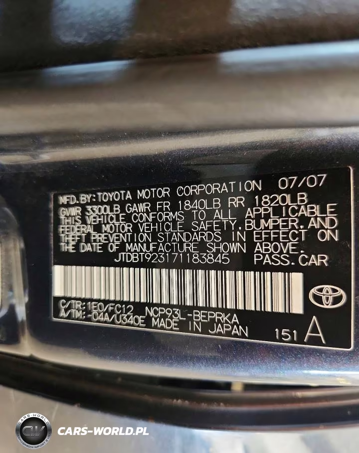 2007 Toyota Yaris Base VIN:JTDBT923171183845 - 12