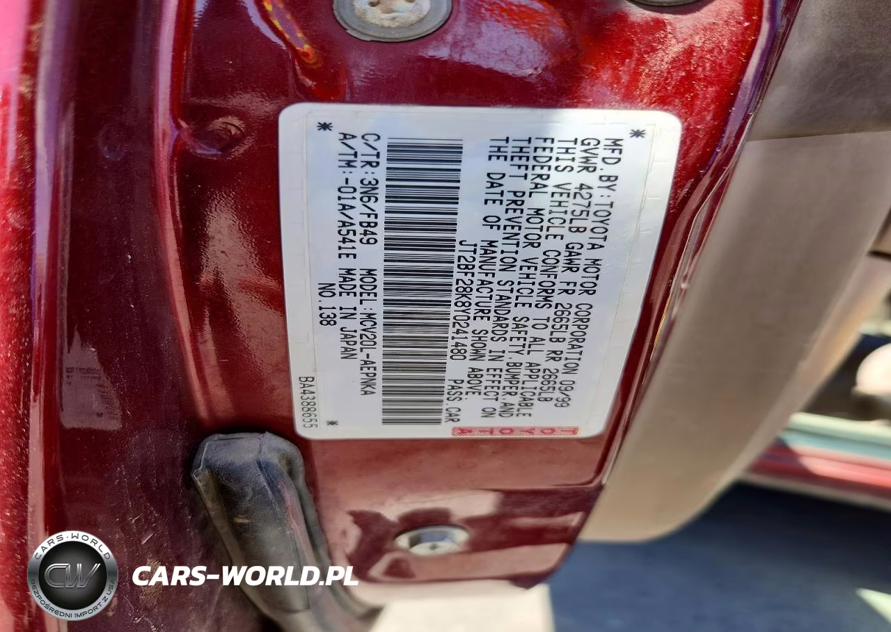 2000 Toyota Camry VIN:JT2BF28K8Y0241480 - 12
