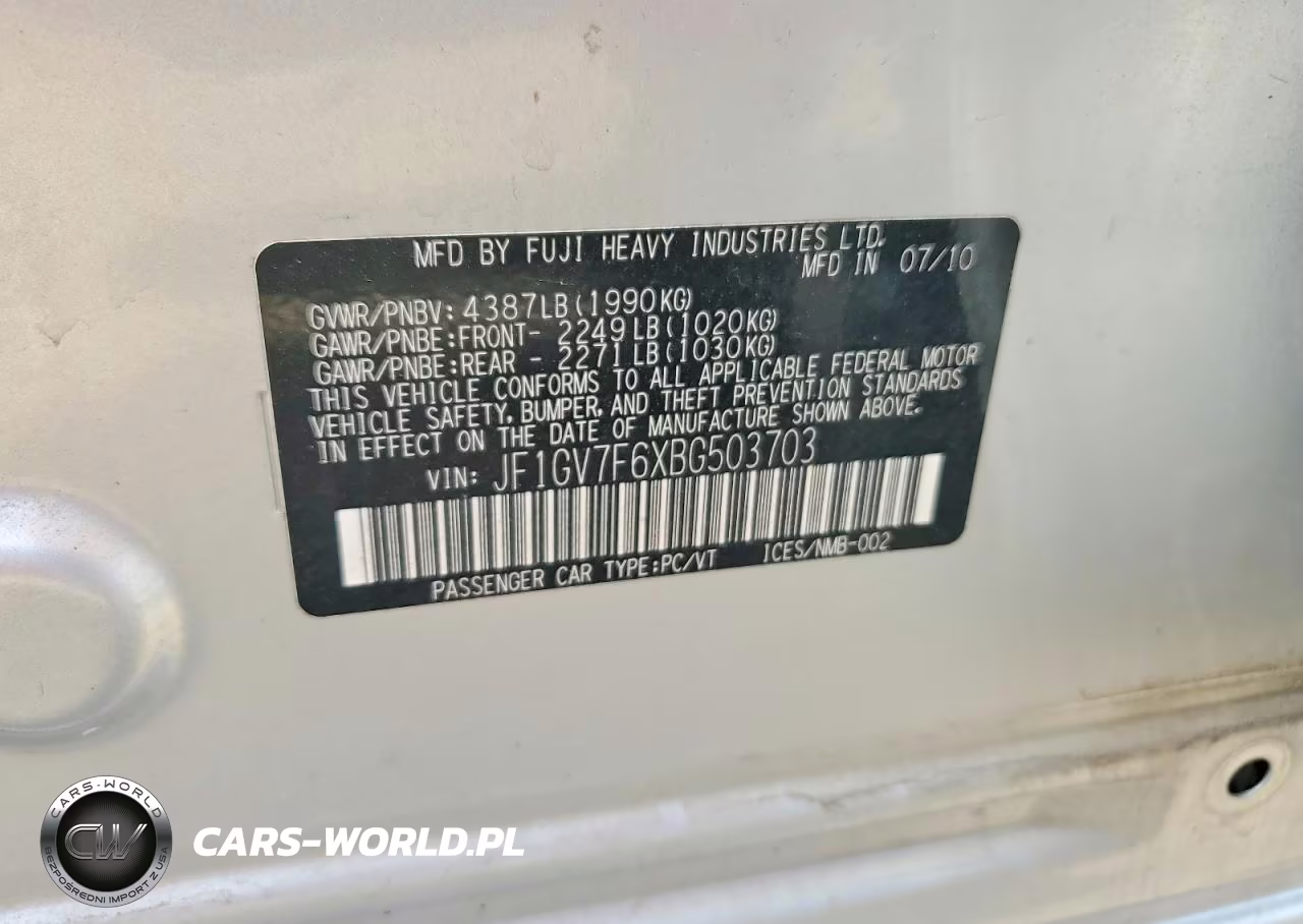 2011 Subaru Impreza Wrx VIN:JF1GV7F6XBG503703 - 12